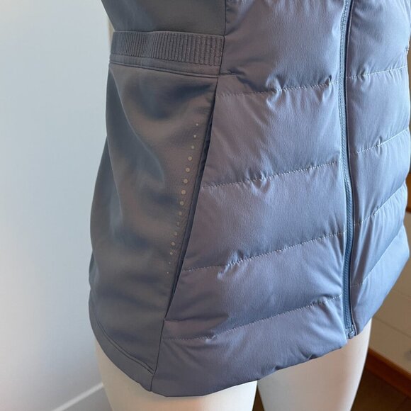 Lululemon Down For It All White Goose Down Fill Full Zip Running Vest Blue Sz 6 - Picture 4 of 15